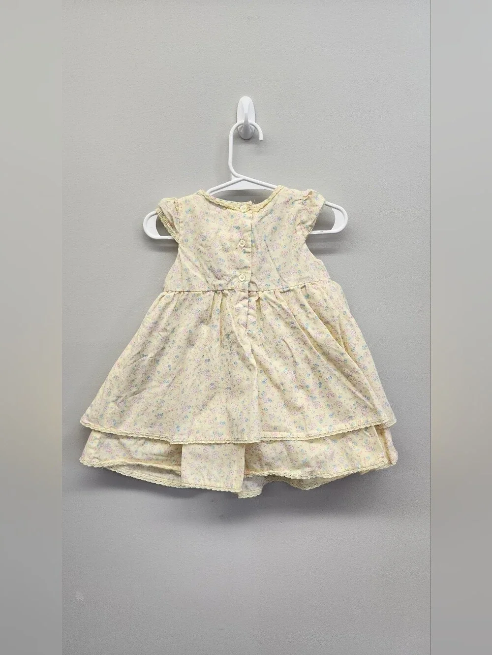 Savannah Baby 12M Yellow Floral Cotton Dress Ruffle Tiered